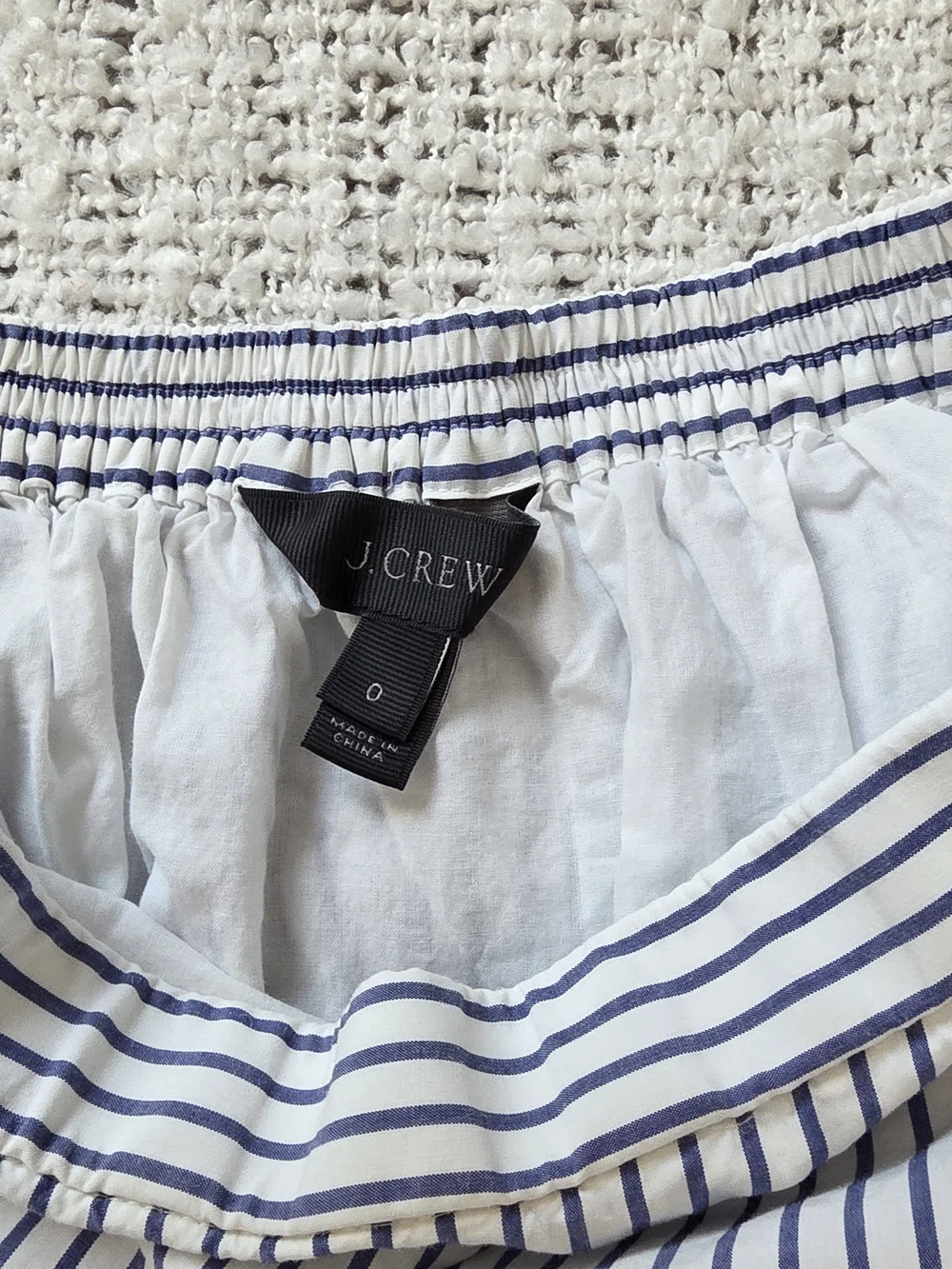 J. Crew Blue and White Striped Ruffle-Hem Skirt